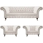AEA Weiß Polstermöbel Sofagarnitur Luxus Sofas Set Möbel Sitz Sessel Chesterfield