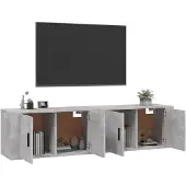 vidaXL Armoires murales TV 2 pcs. Gris béton 80x34,5x40 cm
