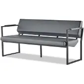 AEA Sofa 3-Sitzer Dreisitzig Büro Schwarz Ledersofa Modern Leder Edelstahl