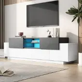 Sonstiges Meuble TV avec éclairage LED, dimensions 180x40x45 cm, blanc/gris