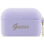 GUESS Guap2Lschsu Airpods Pro 2 (2022/2023) Cover Purpurowy/Purple Silicone Charm Heart Collection