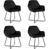 vidaXL Chaise de salle à manger 4 pcs. noir velours
