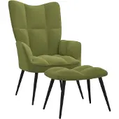 vidaXL Fauteuil "Gückingen" en velours (100% polyester), acier en vert clair. Dimensions (l/h/p) 61x96x70 cm