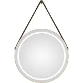 Talos Miroir de salle de bain avec éclairage rond LED CORVIA Shine en or mat Ø50 cm - miroir rond avec bande de haute qualité en optique cuir - adapté aux pièces humides grâce au cadre en aluminium