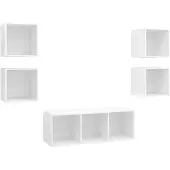 vidaXL Ensemble de 5 meubles TV blanc en bois composite