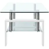 vidaXL Table basse blanche transparente 95x55x40 cm verre trempé