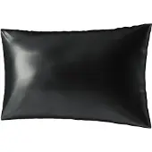 Ailoria BEAUTY SLEEP Housse d'oreiller en soie à fermeture éclair (65x100) (noir) (Taie d’oreiller, 65 x 100 cm)