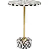 Kare Table d'appoint Design Domero Star, blanche/marron, diamètre 40 cm, idéale pour le salon