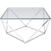 Kare Table basse Design Cristallo, argentée, 45x80x80 cm