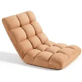 Vevor , fauteuil de sol avec 14 positions réglables, dossier, structure en métal, revêtement en mousse et en tissu corail, multifonctionnel pour la lecture et la détente, couleur marron