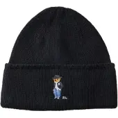 Ralph Lauren pour femme. 455P23854001 Bonnet Bear noir (OSFA), Casuel, Laine