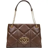 Moschino Love cabas matelassé marron, cœur M, chaînes