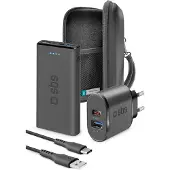 SBS Kit de voyage avec organiseur, powerbank, chargeur mural et câble USB-USB-C Noir