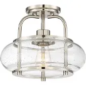 QUOIZEL Plafonnier, métal verre, nickel, D 30,5 cm