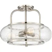 QUOIZEL Plafonnier Trilogy, nickel brossé, 3xE27x60W, verre, dimensions : 30,2 x 40,6 x 40,6 cm, IP20,