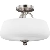 Elstead Lighting Plafonnier Vintner, nickel satiné, 3xE27x60W, verre, dimensions : 29,5 x 36,9 x 36,9 cm, IP20, Feiss