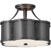 HINKLEY Plafonnier Chance noir 2xE27x60W en verre, dimensions : 25,4 x 36,2 x 36,2 cm, IP20,