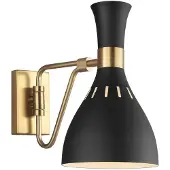 Elstead Lighting Applique murale Elstead Joan E27, noir nuit, laiton bruni