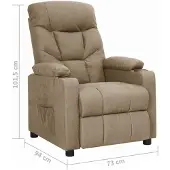 vidaXL Fauteuil relax Taupe Tissu