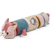 Lilliputiens Rouleau sonore - - Chat Jeanne - Rose - Éveil sensoriel - 34 x 10 x 10 cm