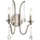 Kichler Applique murale Karlee classique en étain, 2xE14x60W, métal, dimensions : 38,1 x 27,9 x 18,3 cm, IP20, Quintiesse