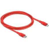 DeLOCK Câble USB de 1 m pour transfert de données/alimentation pour iPhone, iPad, iPod - Deuxième port : 1 x Apple Lightning mâle - 480 Mbit/s - MFI - 28/22 AWG - rouge