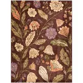 FRAAI Tapis lavable – Misty Flowers Marron | 140x200cm | Marron | Polyester | Rectangulaire