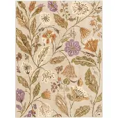 FRAAI Tapis lavable – Misty Flowers Crème | 80x150cm | Crème | Polyester | Rectangulaire