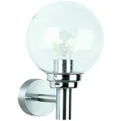 Albert Applique murale Globe Clear Acier inoxydable - 20 cm