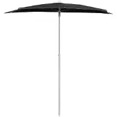 vidaXL Demi-parasol avec mât 180x90 cm noir