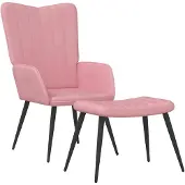 vidaXL Fauteuil relax avec pouf rose velours