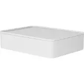 HAN Bloc à ustensile Allison organiseur intelligent, empilable, avec couvercle, pieds antidérapants en caoutchouc plastique ABS, blanc