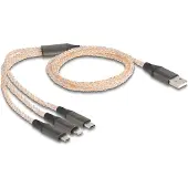 DeLOCK 3 en 1 - Câble de charge uniquement - USB mâle vers micro-USB type B, Lightning, 24 broches USB-C mâle