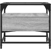 vidaXL Table basse avec plateau en verre Gris Sonoma 50x50x45 cm Acier