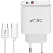 Savio Chargeur pour appareils mobiles LA-13, universel, blanc, charge rapide secteur, pour une utilisation en intérieur.