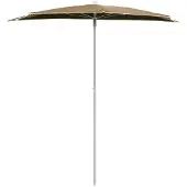 vidaXL Demi-parasol avec mât 180x90 cm Taupe