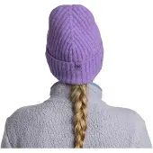 Buff Knitted Beanie Violet