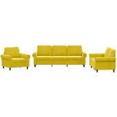 vidaXL Ensemble de canapés 3 pièces avec coussins Velours jaune