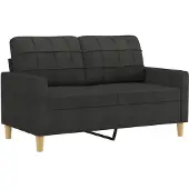 vidaXL Ensemble de canapés 3 pièces avec coussins Tissu noir