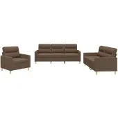 vidaXL Ensemble de canapés 3 pièces avec coussins Tissu brun