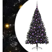 vidaXL Sapin de Noël artificiel pré-éclairé noir 180 cm PVC