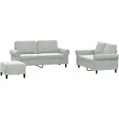 vidaXL Ensemble de canapés 3 pièces avec coussins gris clair velours