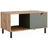 Vicco Table basse Marelle Vert/Artisan 90x50cm avec 1 porte, Model 57860