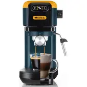 Ariete Machine à café expresso 1399 Mango Yellow, pour poudre et dosettes ESE, 1300 W, capacité 1,1 L, pression 15 bars, filtre 1, 2 tasses et dosette ESE, cappuccino, jaune