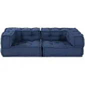 vidaXL Ensemble de canapés modulaires, 3 pièces, tissu indigo, 140 x 70 x 36 cm