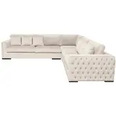 AEA Ecksofa Beige Wohnzimmer Couch Eckgarnitur Polster Samt Möbel Design Stoff