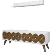 Skye Decor , Nisan - Blanc, Meuble TV, Blanc, PANNEAUX DE PARTICULES 100 % MÉLAMINÉS, 120 x 31,8 x 40 cm