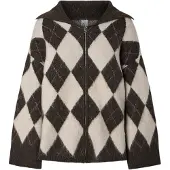 Pieces Cardigan 'PCAlva' écru / brun foncé / rose