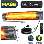 Kesser Radiateur infrarouge 2500 W avec télécommande et housse de protection