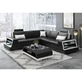 AEA Ecksofa Ledersofa Polster Wohnlandschaft Couch Sofa Eckgarnitur L-Form Garnitur